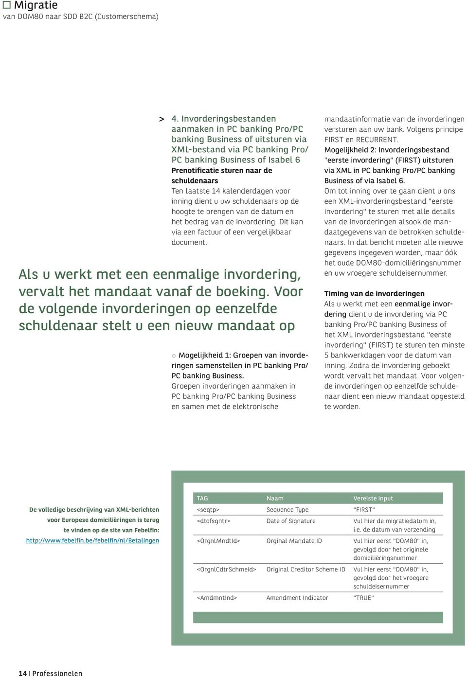 laatste 14 kalenderdagen voor inning dient u uw schuldenaars op de hoogte te brengen van de datum en het bedrag van de invordering. Dit kan via een factuur of een vergelijkbaar document.