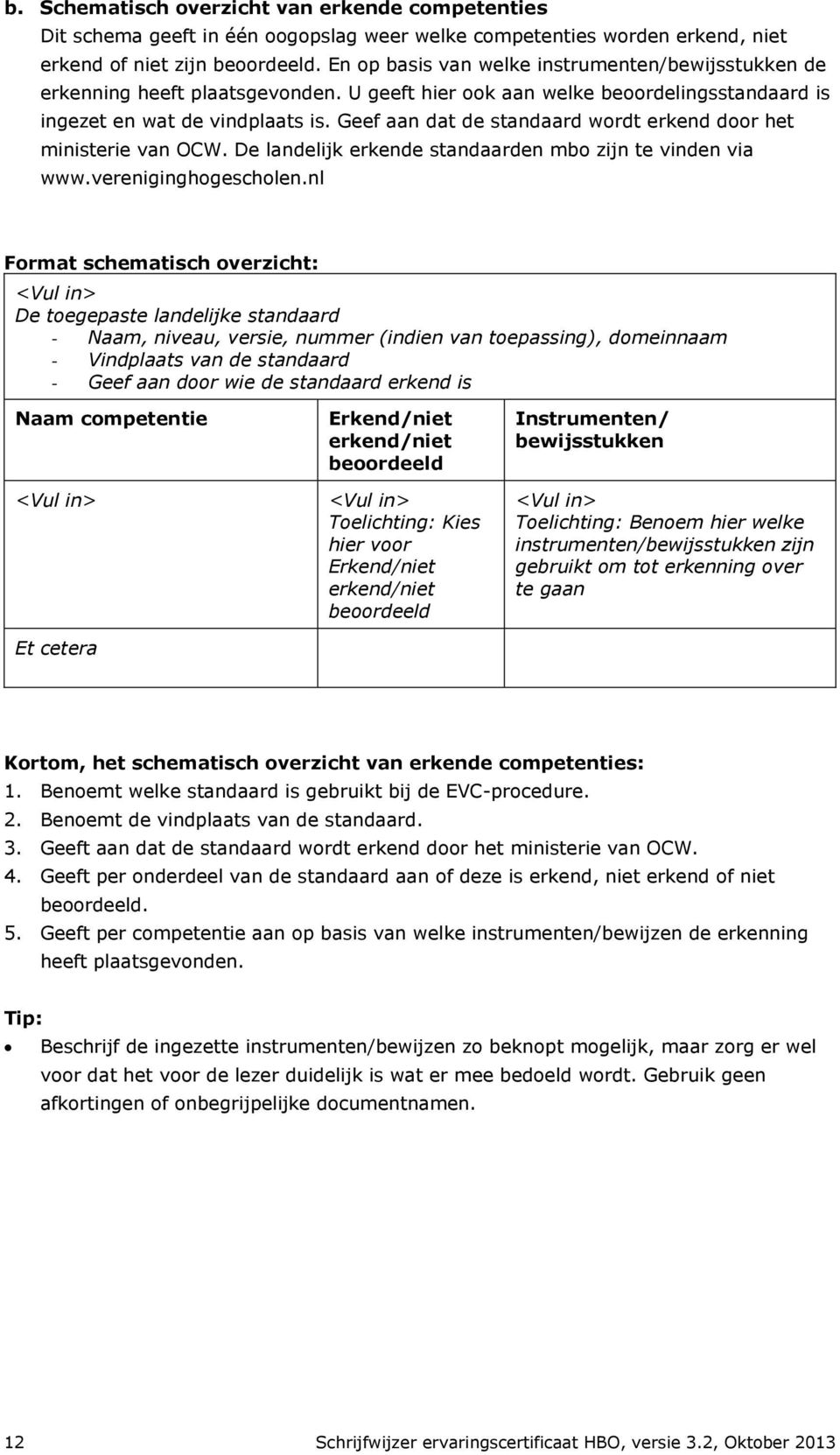 Geef aan dat de standaard wordt erkend door het ministerie van OCW. De landelijk erkende standaarden mbo zijn te vinden via www.vereniginghogescholen.