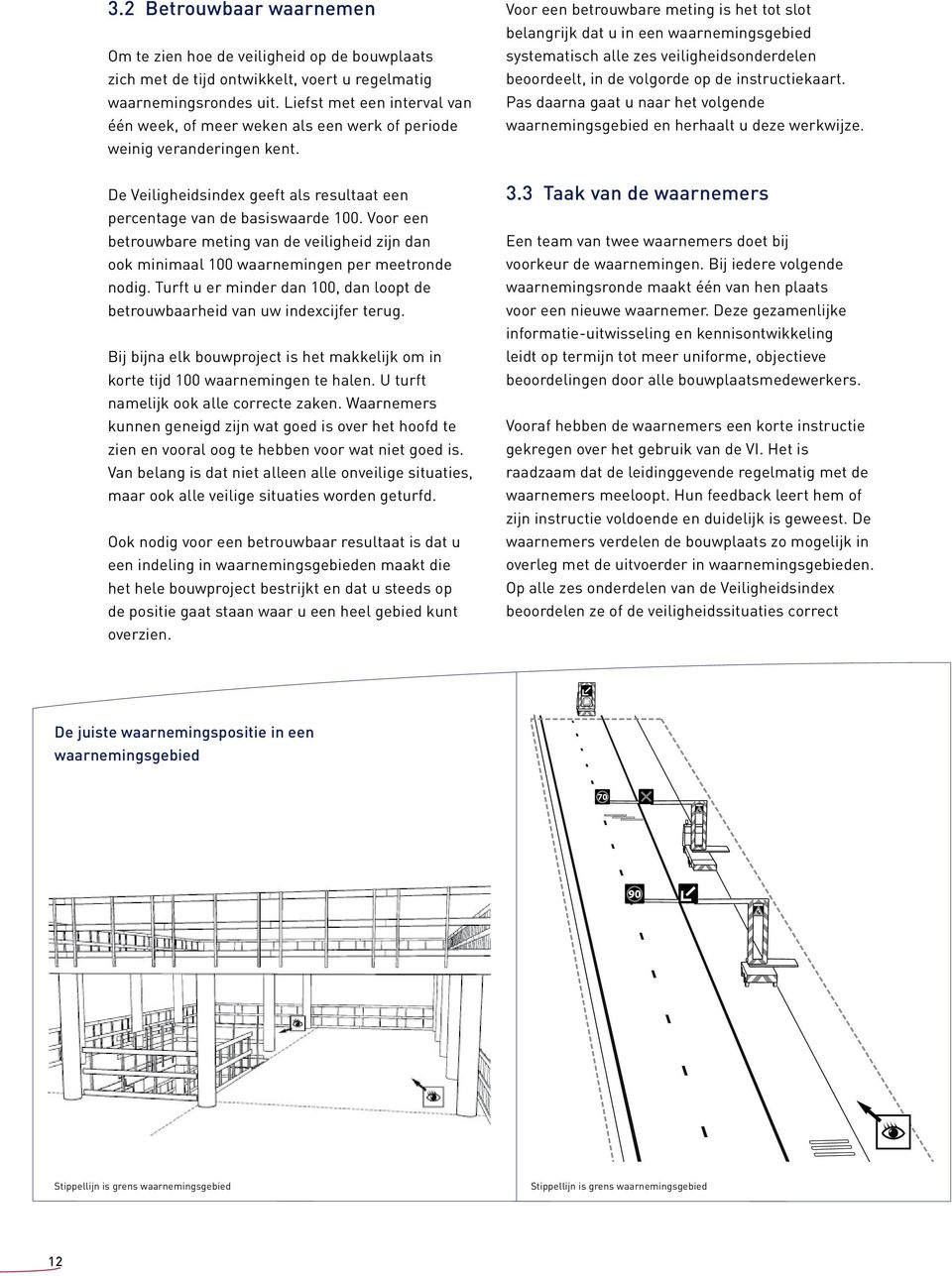 Voor een betrouwbare meting van de veiligheid zijn dan ook minimaal 100 waarnemingen per meetronde nodig. Turft u er minder dan 100, dan loopt de betrouwbaarheid van uw indexcijfer terug.