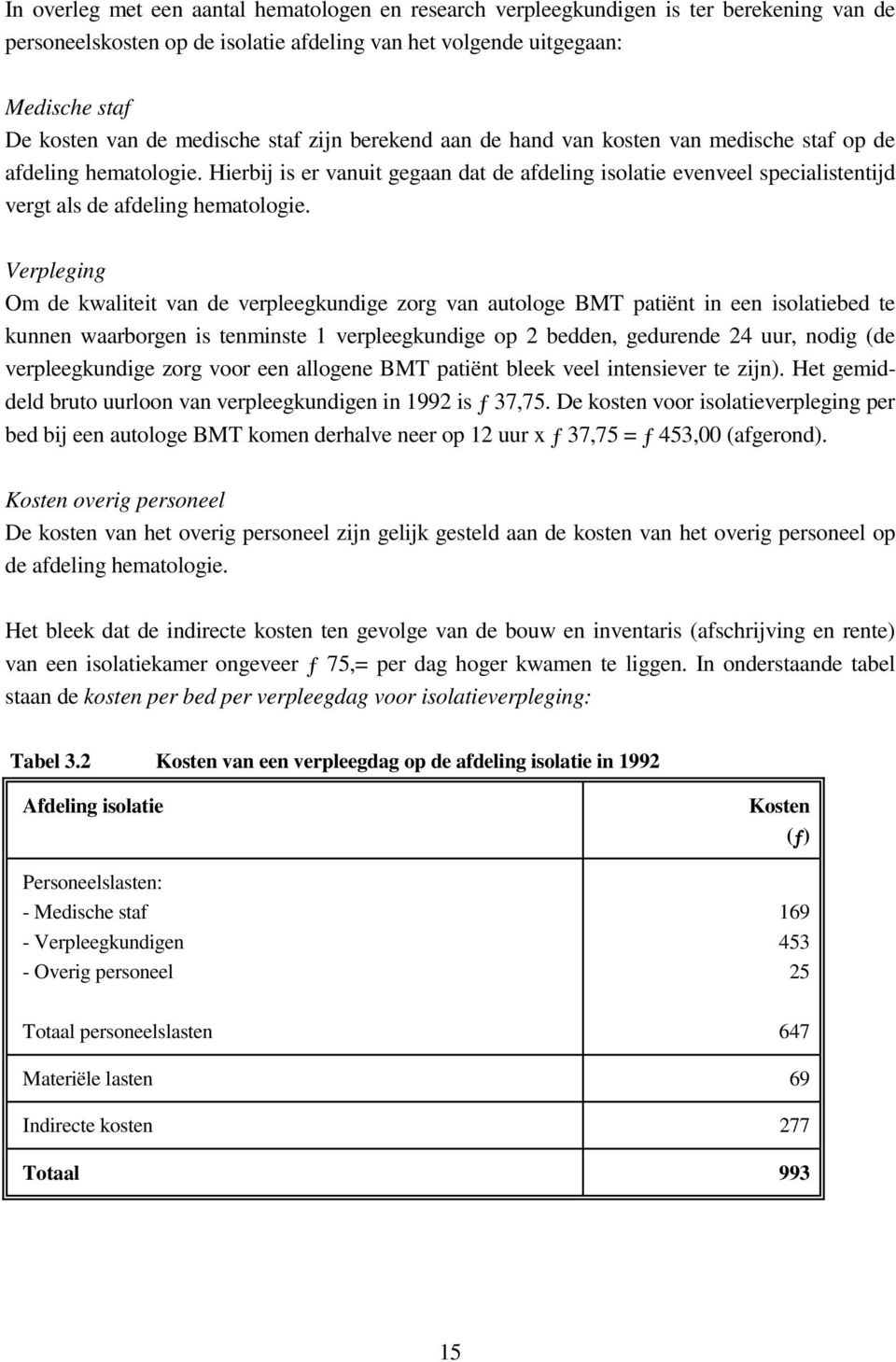 Hierbij is er vanuit gegaan dat de afdeling isolatie evenveel specialistentijd vergt als de afdeling hematologie.