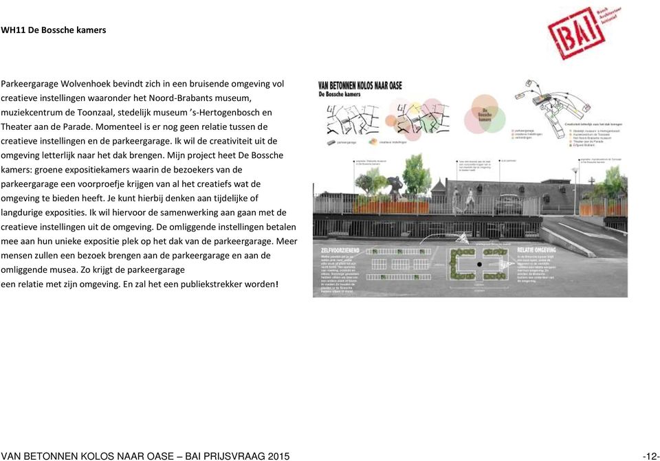 Mijn project heet De Bossche kamers: groene expositiekamers waarin de bezoekers van de parkeergarage een voorproefje krijgen van al het creatiefs wat de omgeving te bieden heeft.