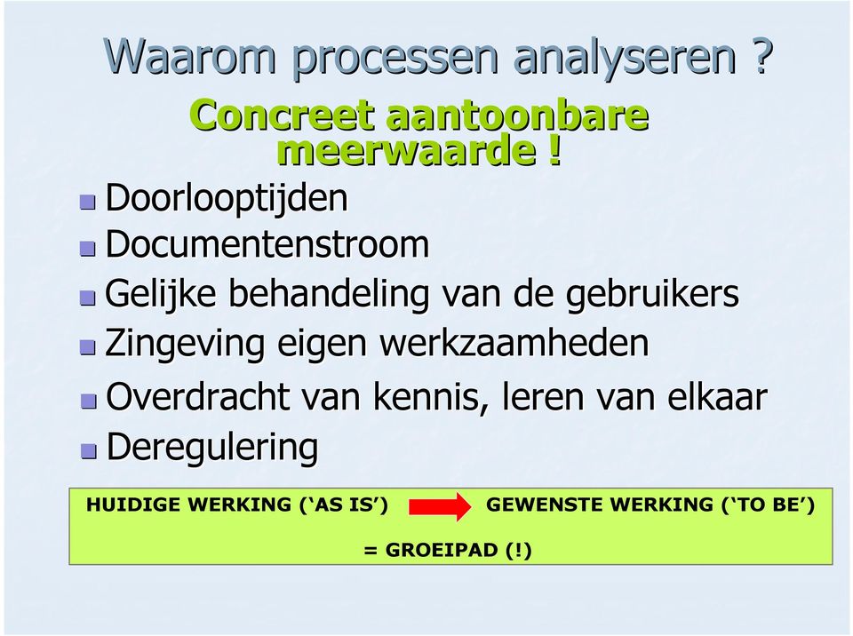 Zingeving eigen werkzaamheden Overdracht van kennis, leren van elkaar