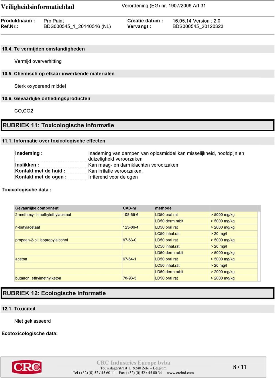 : Toxicologische informatie 11