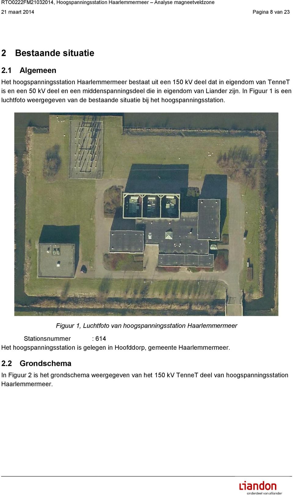 van Liander zijn. In Figuur 1 is een luchtfoto weergegeven van de bestaande situatie bij het hoogspanningsstation.