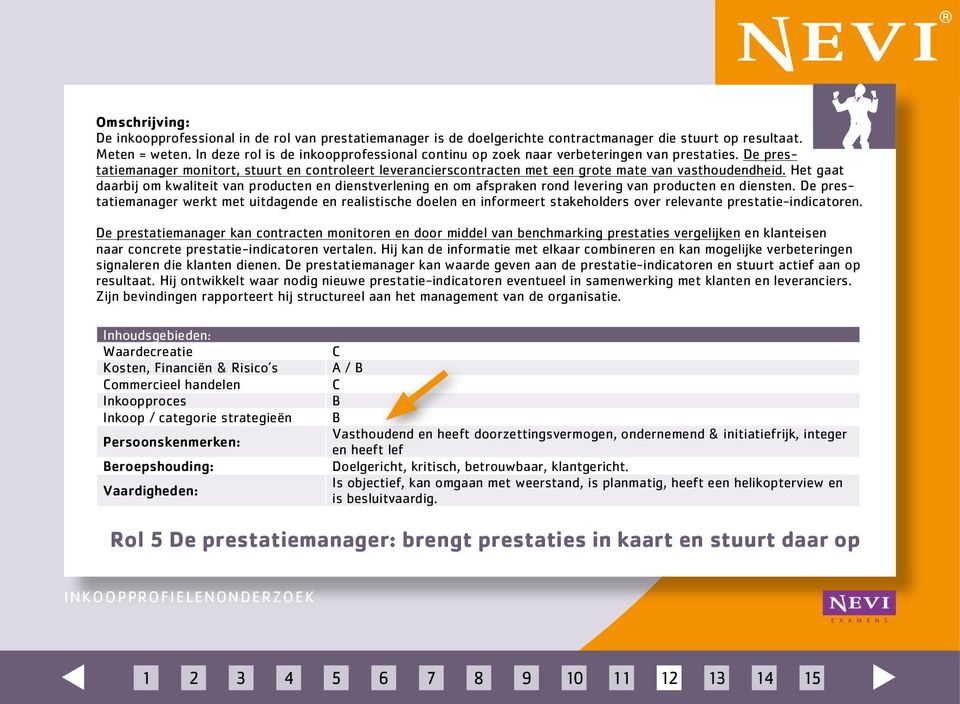 De prestatiemanager monitort, stuurt en controleert leverancierscontracten met een grote mate van vasthoudendheid.