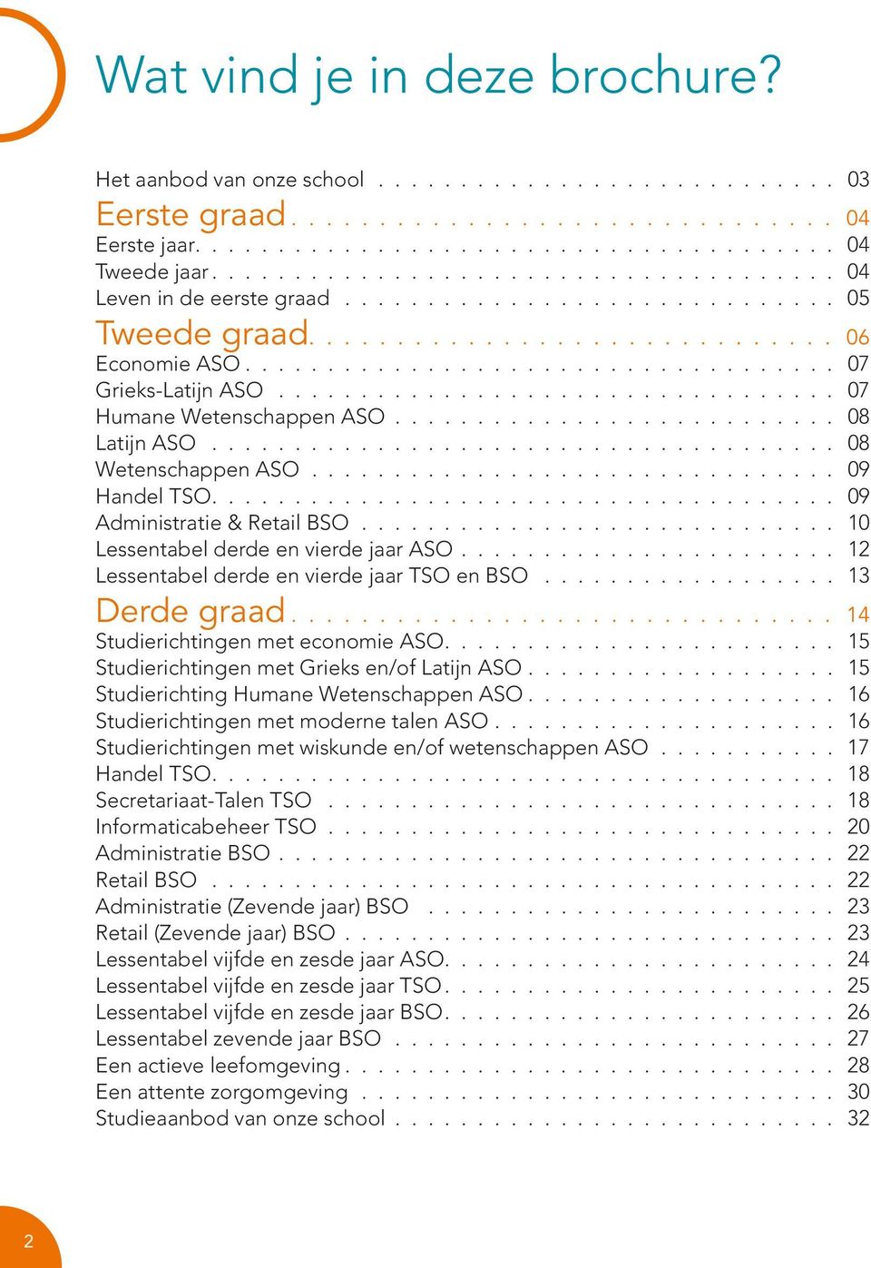 .................................. 07 Humane Wetenschappen ASO........................... 08 Latijn ASO....................................... 08 Wetenschappen ASO................................. 09 Handel TSO.