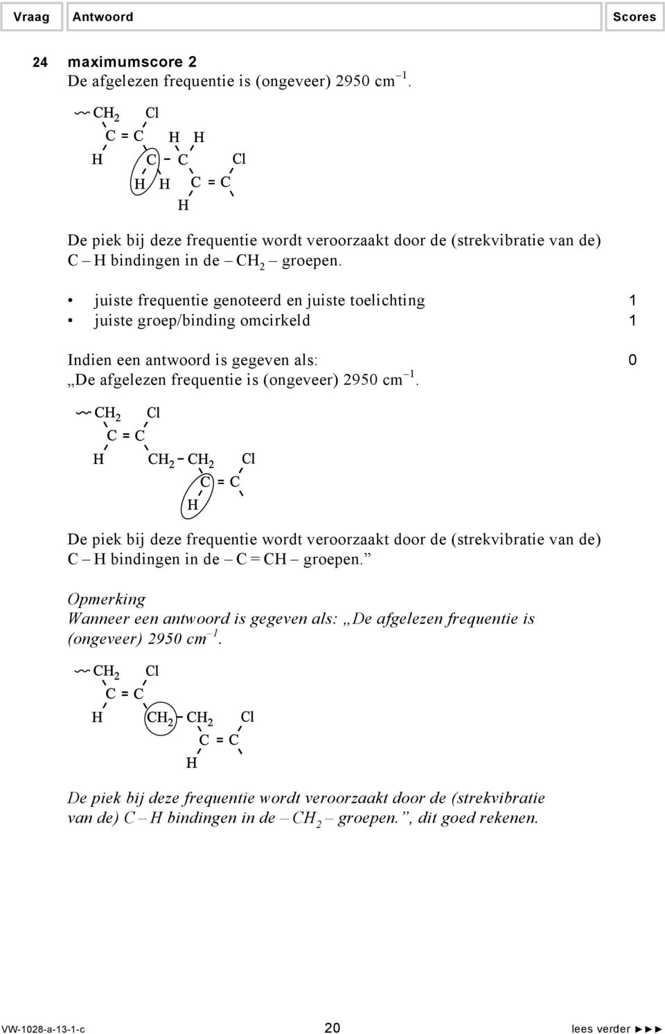 De piek bij deze frequentie wordt veroorzaakt door de (strekvibratie van de) C H bindingen in de C = CH groepen.