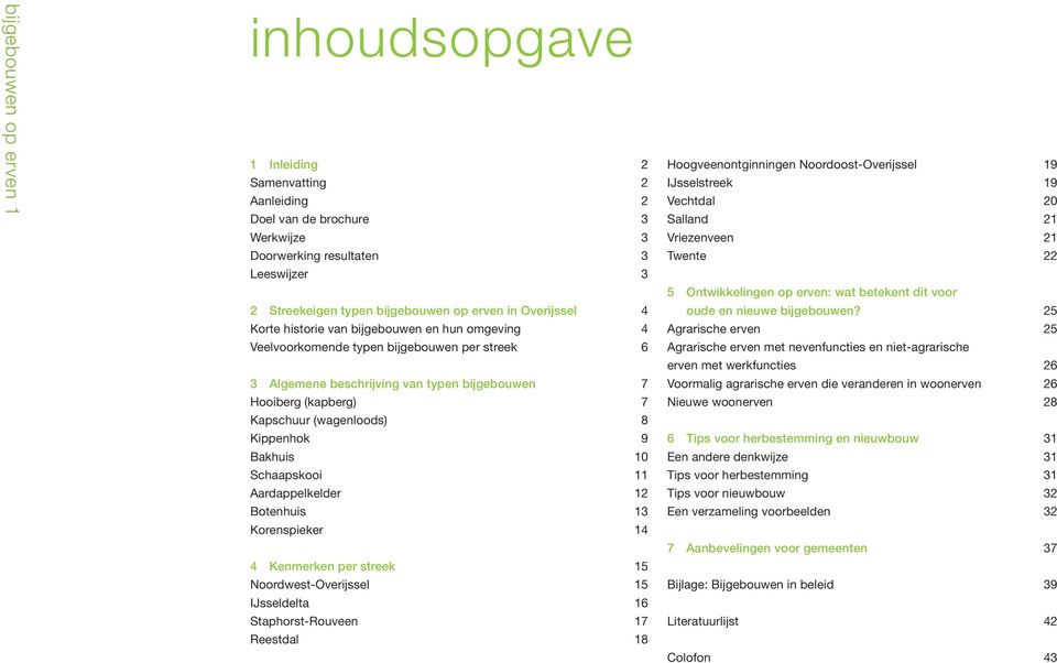 25 Korte historie van bijgebouwen en hun omgeving 4 Agrarische erven 25 Veelvoorkomende typen bijgebouwen per streek 6 Agrarische erven met nevenfuncties en niet-agrarische erven met werkfuncties 26