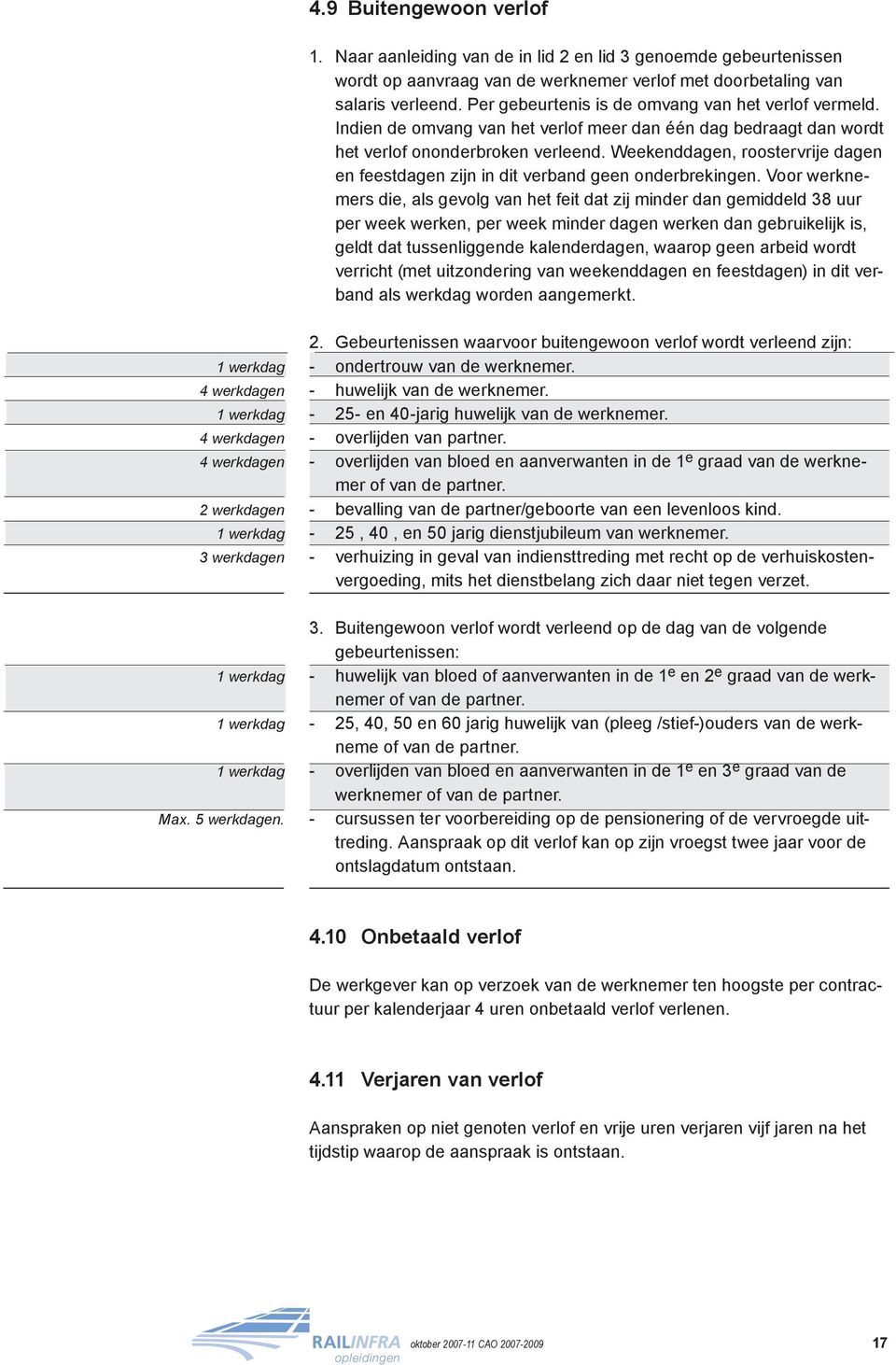 Weekenddagen, roostervrije dagen en feestdagen zijn in dit verband geen onderbrekingen.