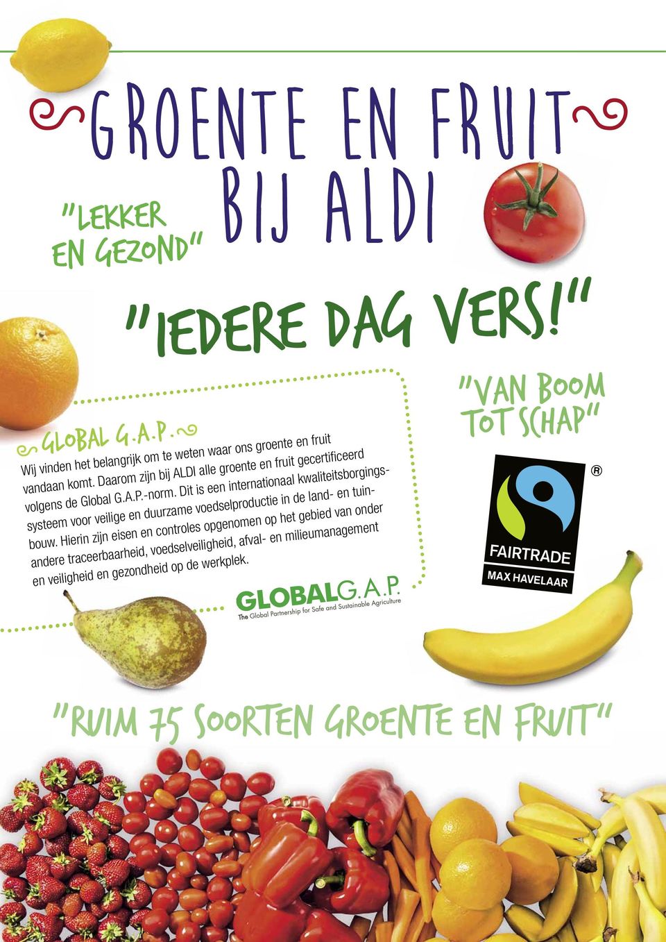 Daarom zijn bij ALDI alle groente en fruit gecertifi ceerd volgens de Global G.A.P.-norm.