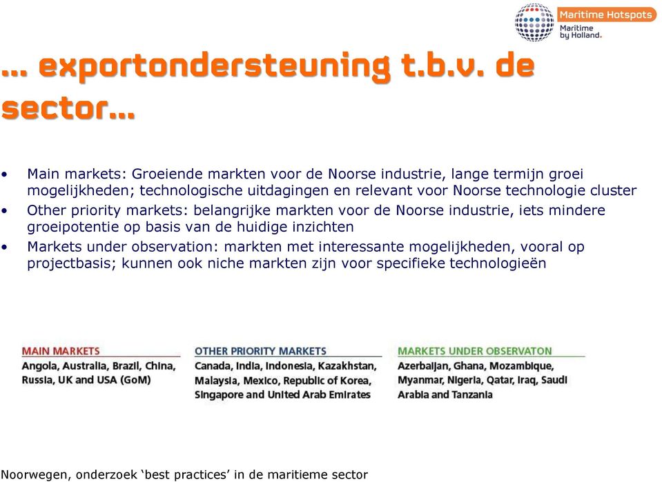 Noorse industrie, iets mindere groeipotentie op basis van de huidige inzichten Markets under observation: