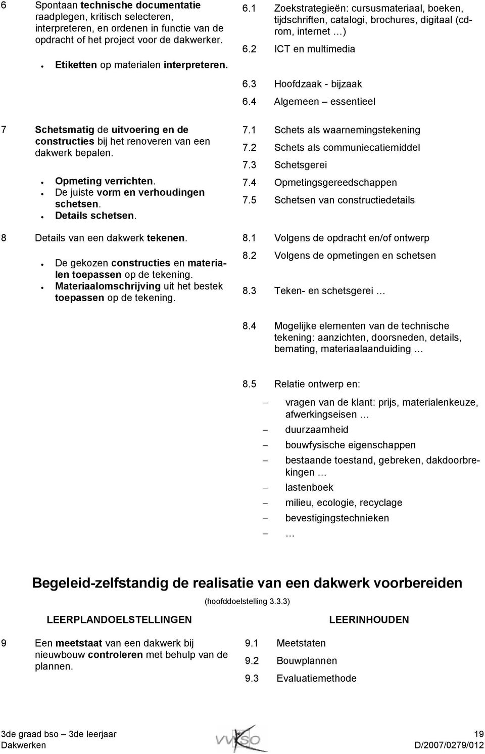 4 Algemeen essentieel 7 Schetsmatig de uitvoering en de constructies bij het renoveren van een dakwerk bepalen. Opmeting verrichten. De juiste vorm en verhoudingen schetsen. Details schetsen.