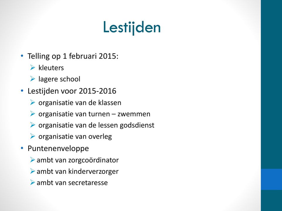 organisatie van de lessen godsdienst organisatie van overleg