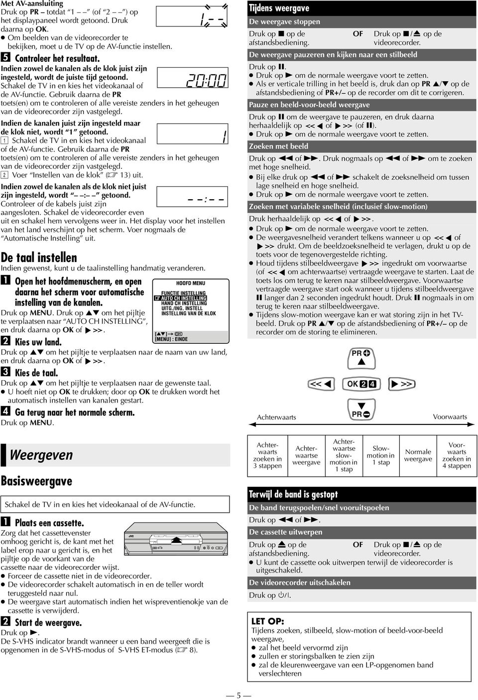 Gebruik daarna de PR toets(en) om te controleren of alle vereiste zenders in het geheugen van de videorecorder zijn vastgelegd.