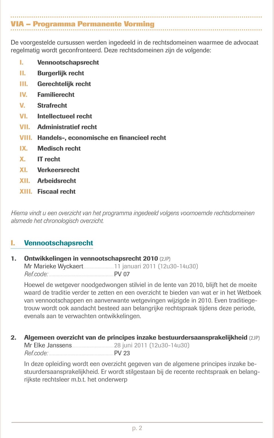 Medisch recht X. IT recht XI. XII. Verkeersrecht Arbeidsrecht XIII.