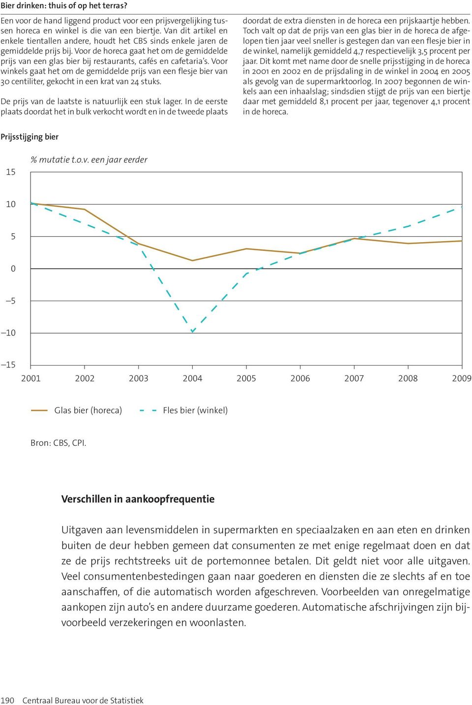 Voor de horeca gaat het om de gemiddelde prijs van een glas bier bij restaurants, cafés en cafetaria s.