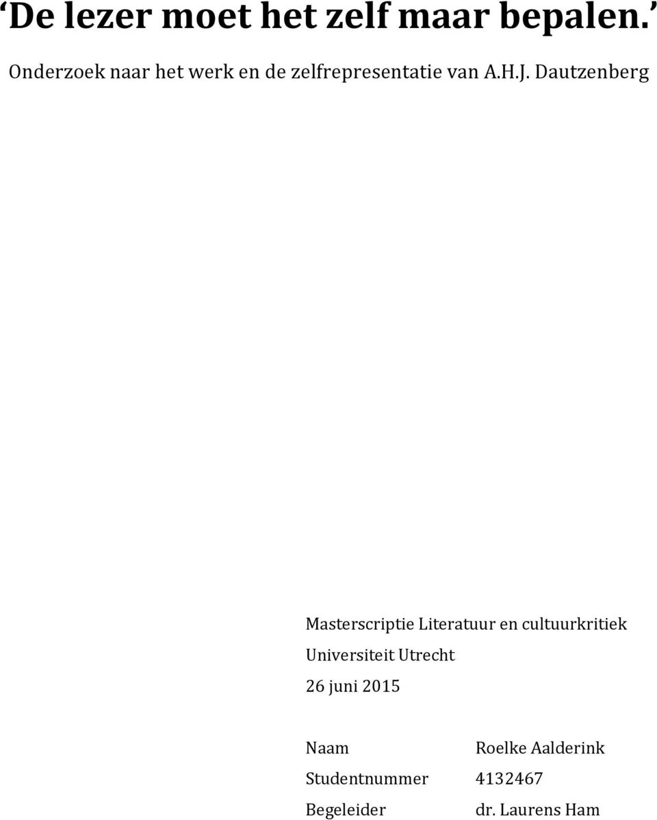 Dautzenberg Masterscriptie Literatuur en cultuurkritiek