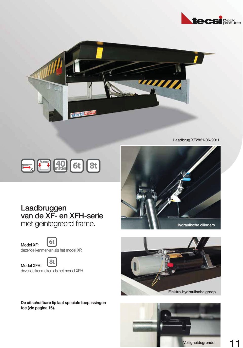 Hydraulische cilinders Model XF: dezelfde kenmerken als het model XP.