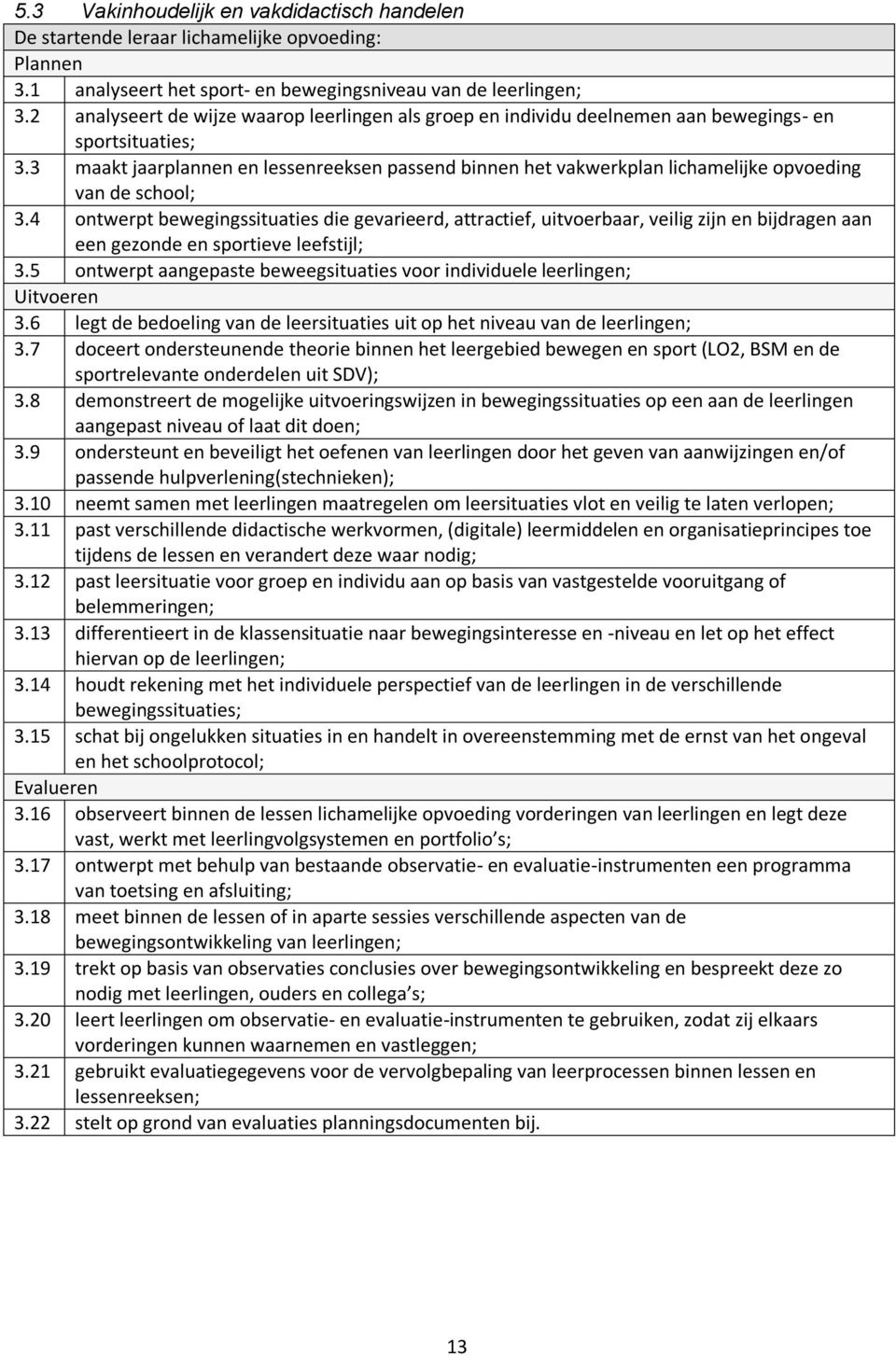 3 maakt jaarplannen en lessenreeksen passend binnen het vakwerkplan lichamelijke opvoeding van de school; 3.