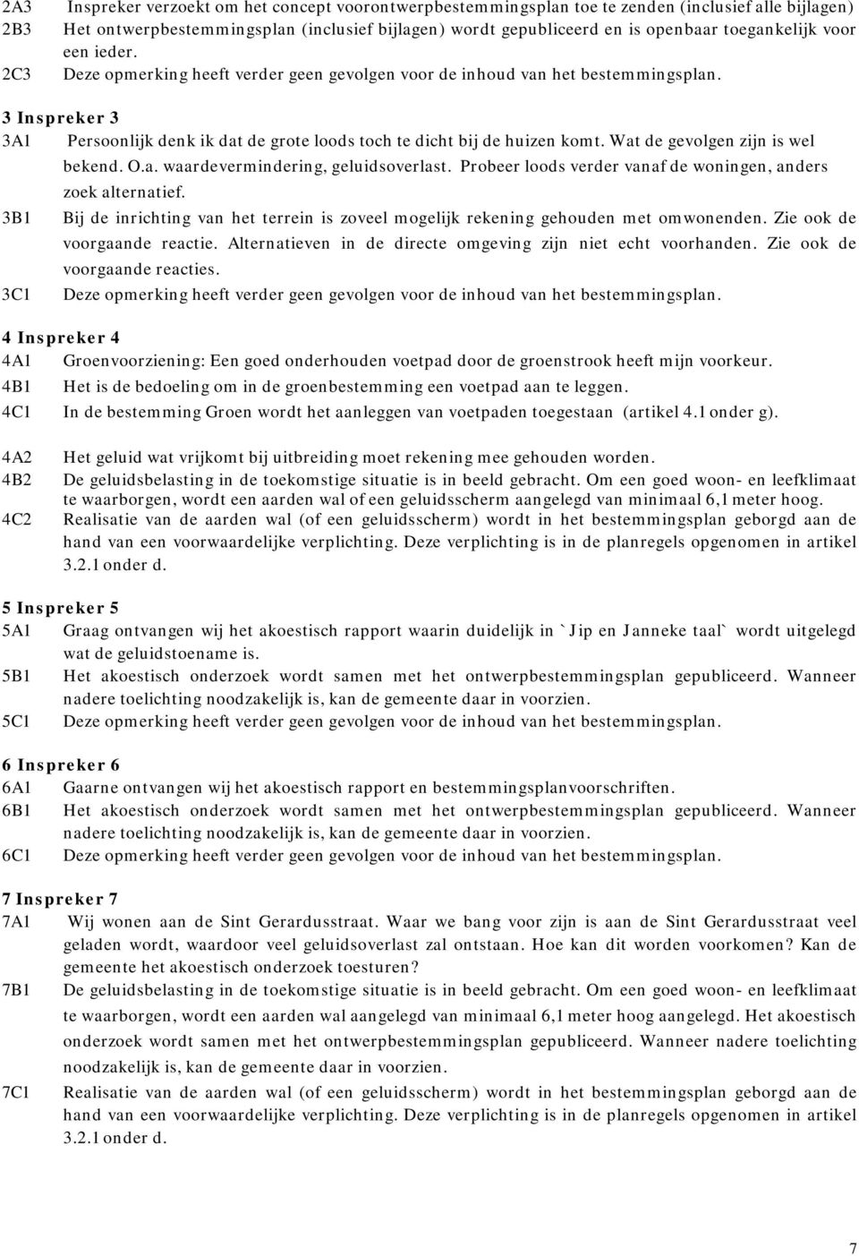 3 Inspreker 3 3A1 Persoonlijk denk ik dat de grote loods toch te dicht bij de huizen komt. Wat de gevolgen zijn is wel bekend. O.a. waardevermindering, geluidsoverlast.