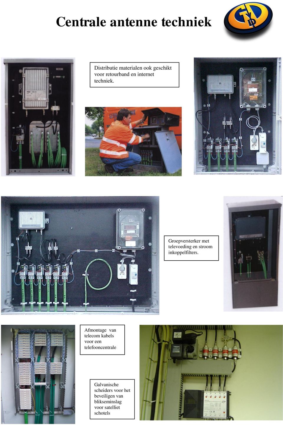 Groepversterker met televoeding en stroom inkoppelfilters.