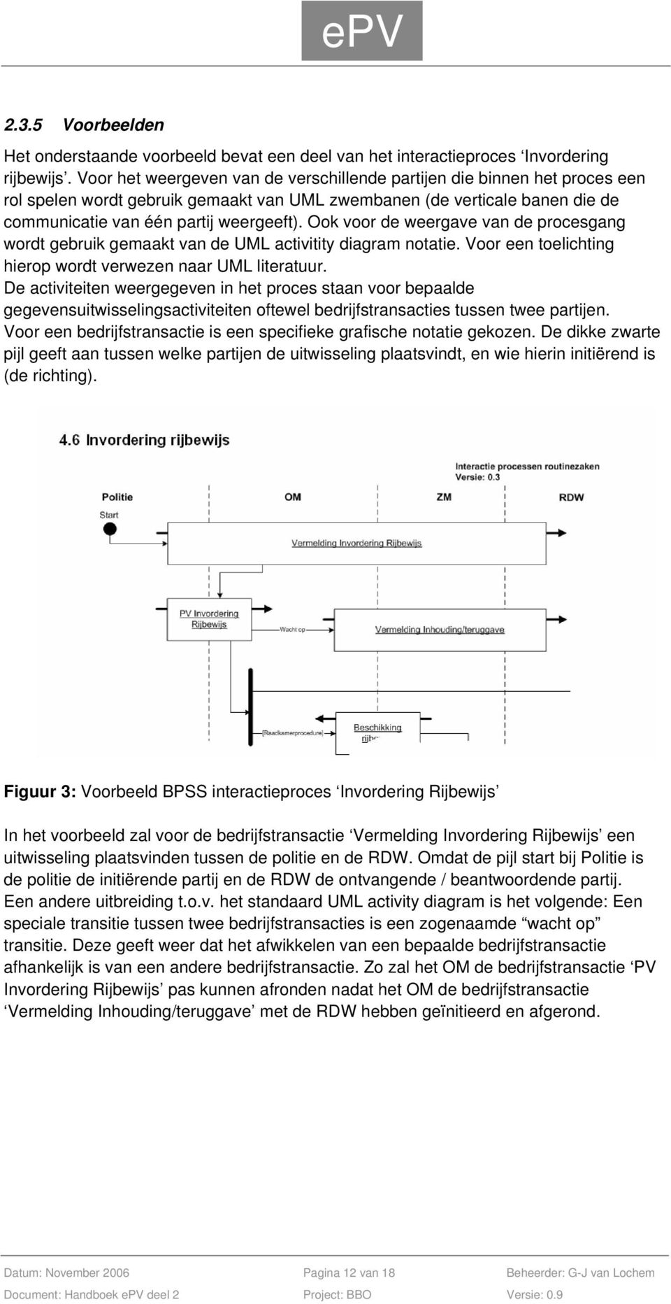 Ook voor de weergave van de procesgang wordt gebruik gemaakt van de UML activitity diagram notatie. Voor een toelichting hierop wordt verwezen naar UML literatuur.