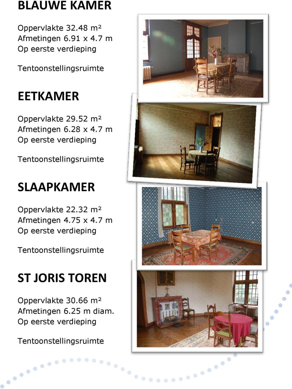 7 m Op eerste verdieping Tentoonstellingsruimte SLAAPKAMER Oppervlakte 22.32 m² Afmetingen 4.75 x 4.