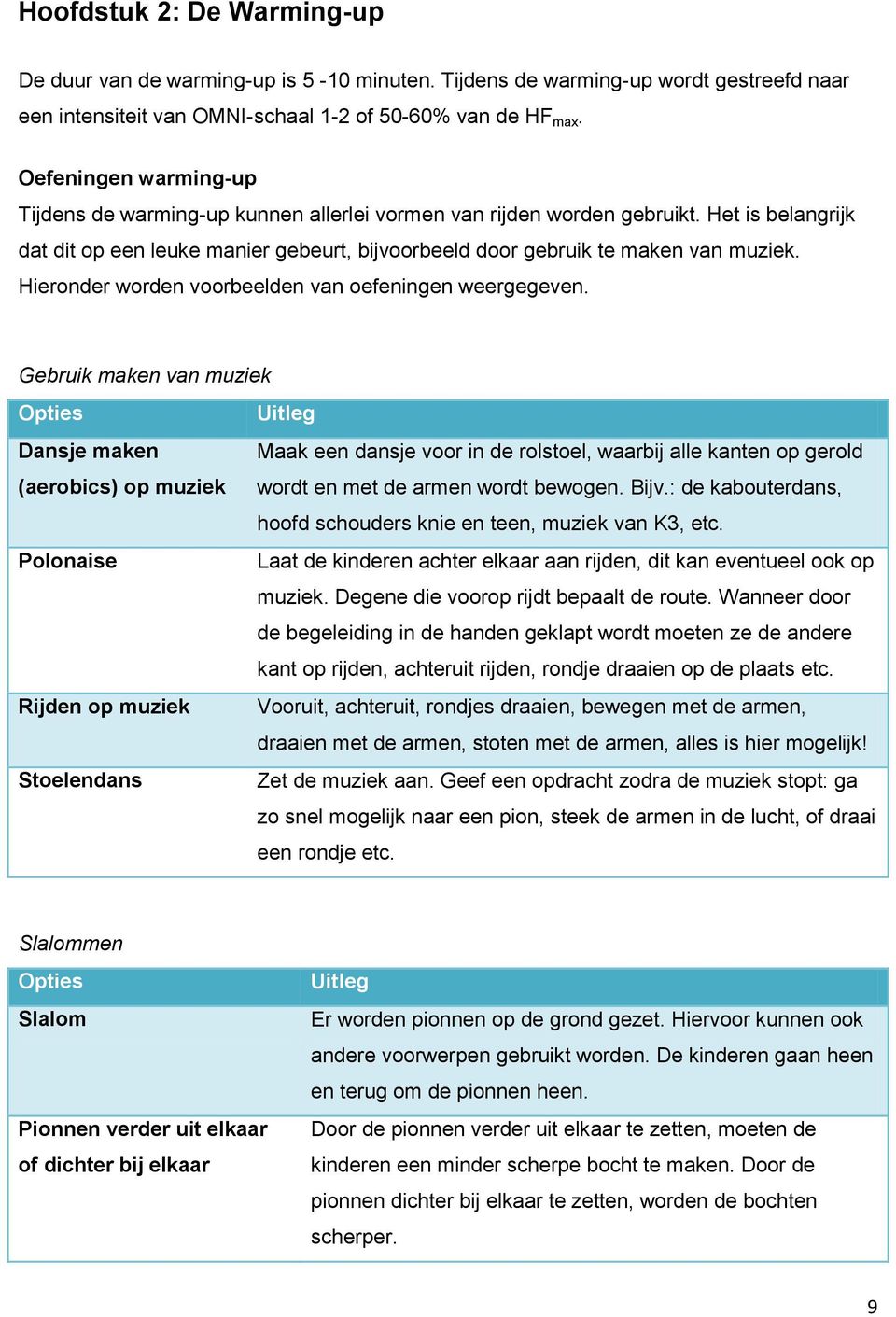 Hieronder worden voorbeelden van oefeningen weergegeven.