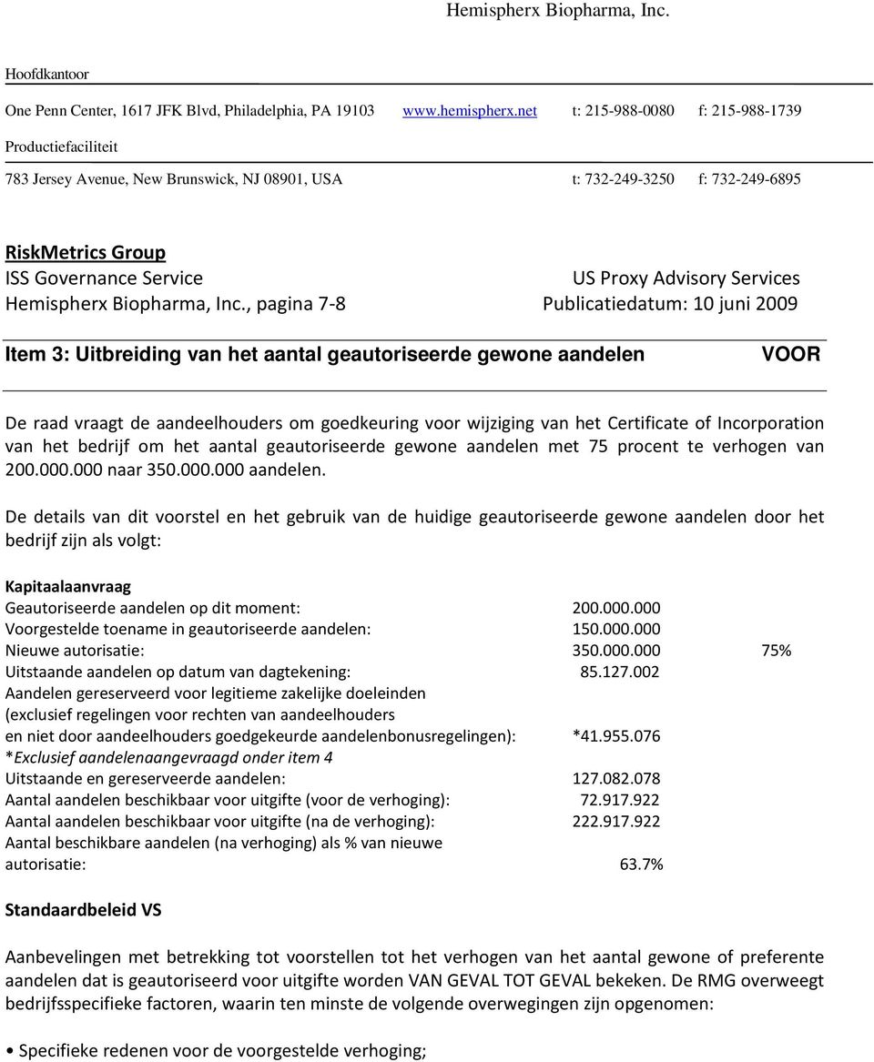 Services Hemispherx Biopharma, Inc.