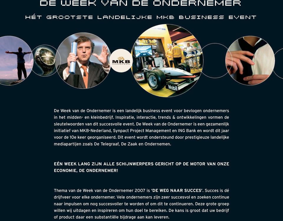 De Week van de Ondernemer is een gezamenlijk initiatief van MKB-Nederland, Synpact Project Management en ING Bank en wordt dit jaar voor de 10e keer georganiseerd.