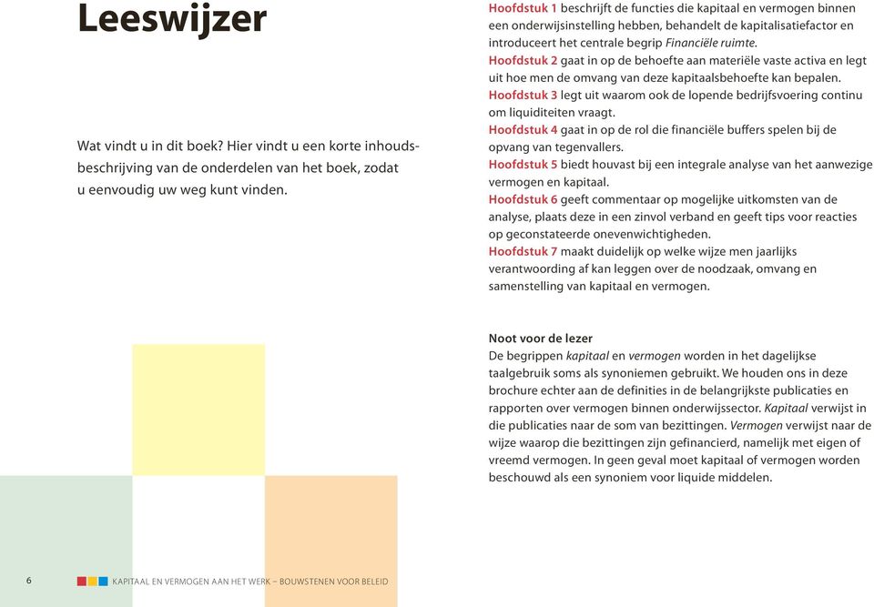 Hoofdstuk 2 gaat in op de behoefte aan materiële vaste activa en legt uit hoe men de omvang van deze kapitaalsbehoefte kan bepalen.