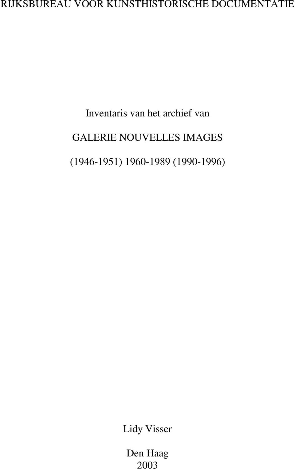 van GALERIE NOUVELLES IMAGES (1946-1951)