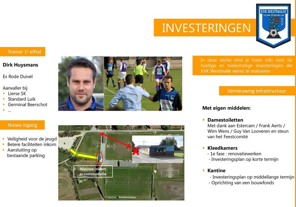 toekomstige investeringen die KVK Westmalle wenst te realiseren Met eigen middelen: Vernieuwing infrastructuur Damestoiletten Met dank aan Estercam / Frank Aerts
