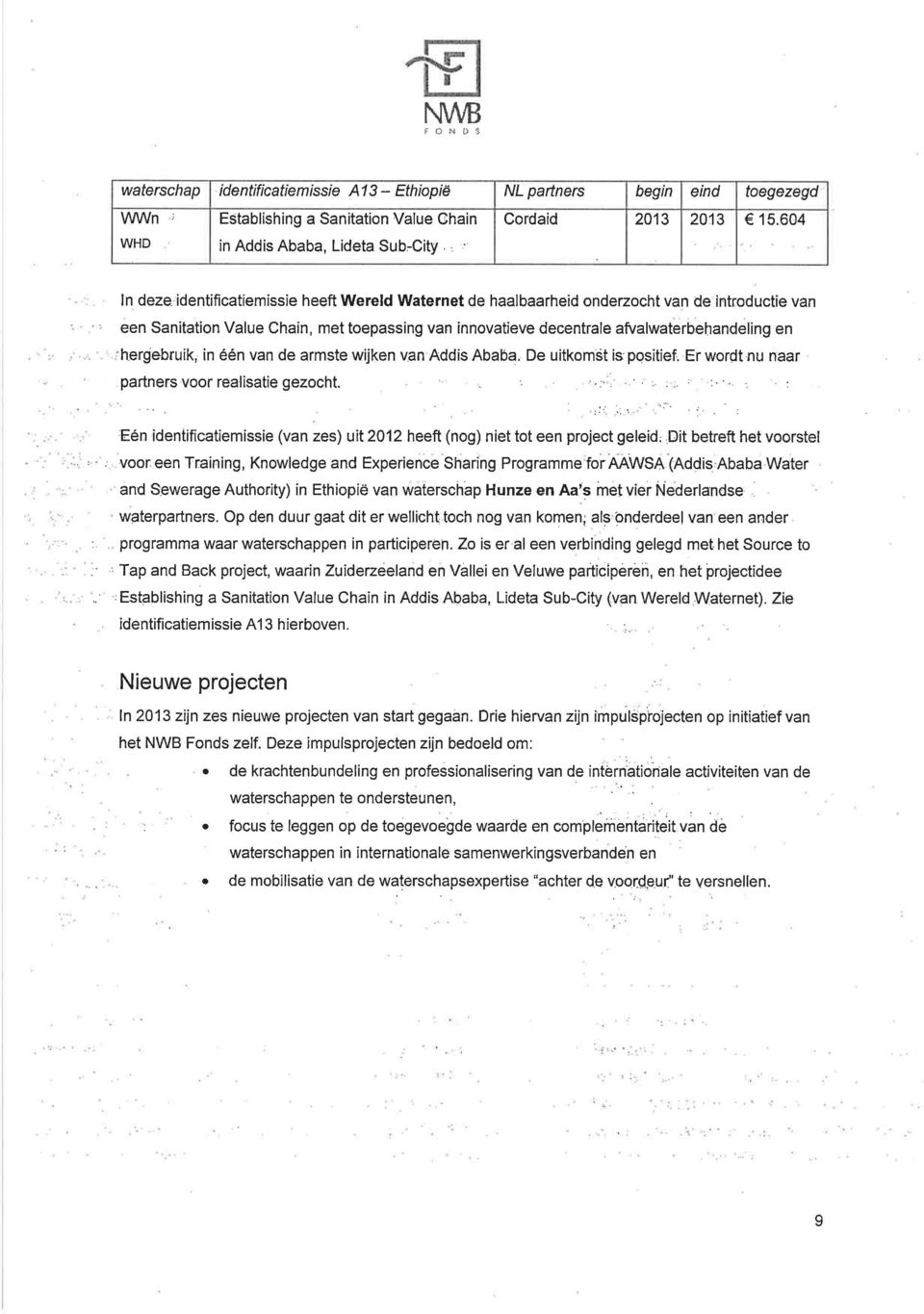 in één van de armste wijken van Addis Ababa. De uitkomst is positief. Er wordt nu naar - partners voor realisatie gezocht.