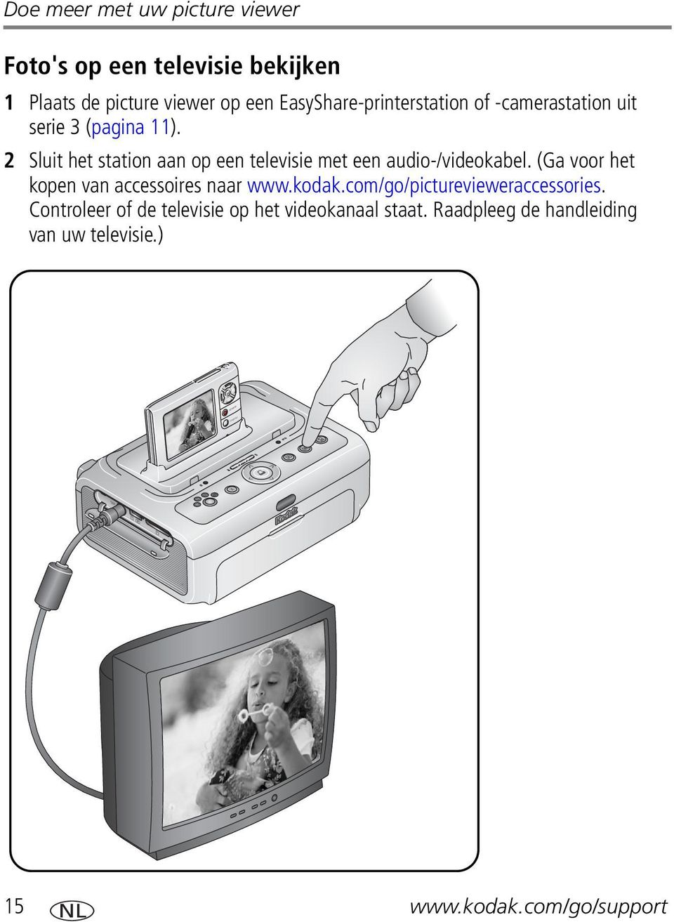 2 Sluit het station aan op een televisie met een audio-/videokabel.