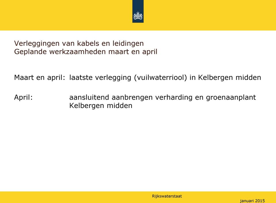 verlegging (vuilwaterriool) in Kelbergen midden April: