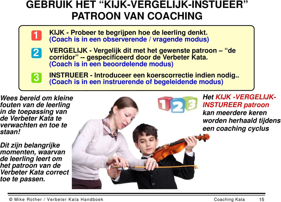 (Coach is in een beoordelende modus) INSTRUEER - Introduceer een koerscorrectie indien nodig.