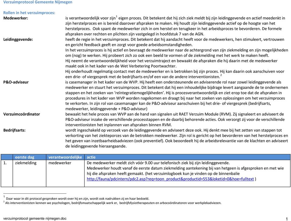 Ook spant de medewerker zich in om herstel en terugkeer in het arbeidsproces te bevorderen. De formele afspraken over rechten en plichten zijn vastgelegd in hoofdstuk 7 van de AGN.