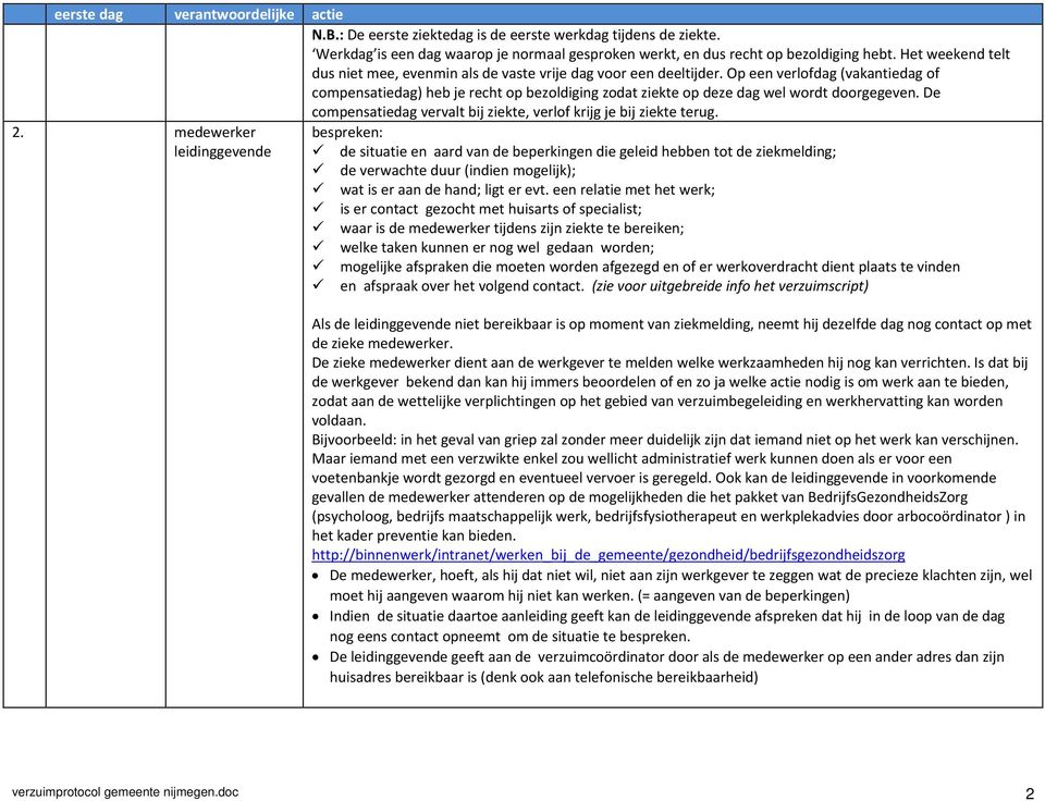 Op een verlofdag (vakantiedag of compensatiedag) heb je recht op bezoldiging zodat ziekte op deze dag wel wordt doorgegeven. De compensatiedag vervalt bij ziekte, verlof krijg je bij ziekte terug. 2.