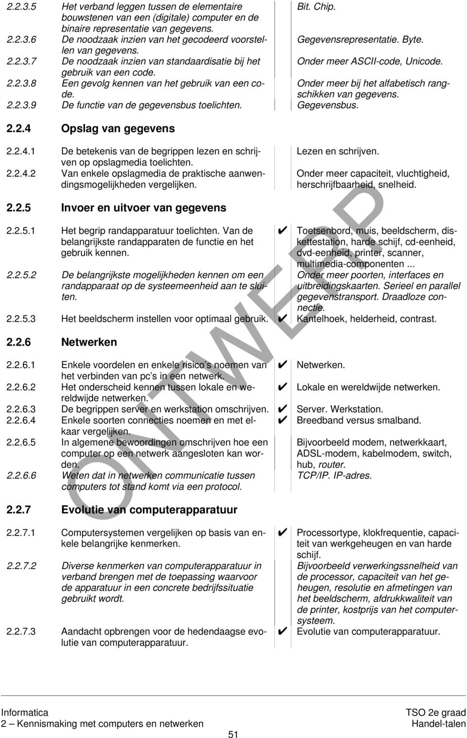 Gegevensbus. 2.2.4 Opslag van gegevens Gegevensrepresentatie. Byte. Onder meer ASCII-code, nicode. Onder meer bij het alfabetisch rangschikken van gegevens. 2.2.4.1 De betekenis van de begrippen lezen en schrijven op opslagmedia toelichten.