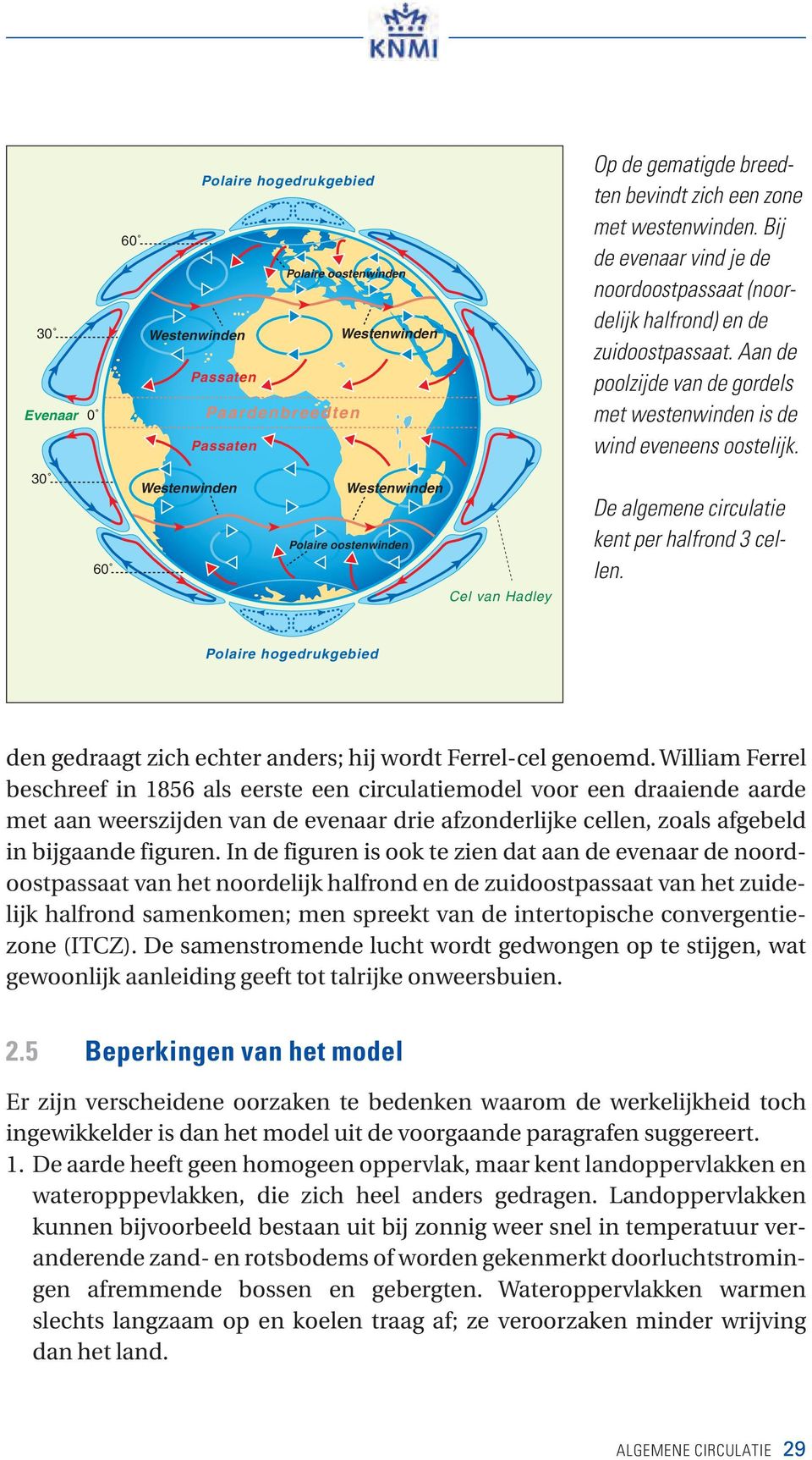 De algemene circulatie kent per halfrond 3 cellen. Polaire den gedraagt zich echter anders; hij wordt Ferrel-cel genoemd.