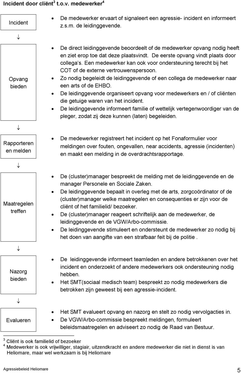 Een medewerker kan ook voor ondersteuning terecht bij het COT of de externe vertrouwenspersoon. Zo nodig begeleidt de leidinggevende of een collega de medewerker naar een arts of de EHBO.