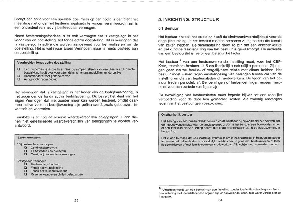 Dit is vermgen dat is vastgelegd in activa die wrden aangewend vr het realiseren van de delstelling. Het is weliswaar Eigen Vermgen maar is reeds besteed aan de delstelling.