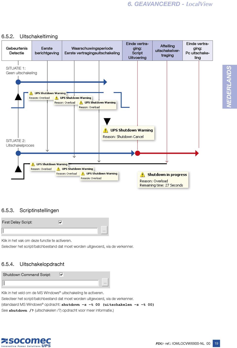 uitschakeling SITUATIE 1: Geen uitschakeling NEDERLANDS SITUATIE 2: Uitschakelproces 6.5.3. Scriptinstellingen Klik in het vak om deze functie te activeren.