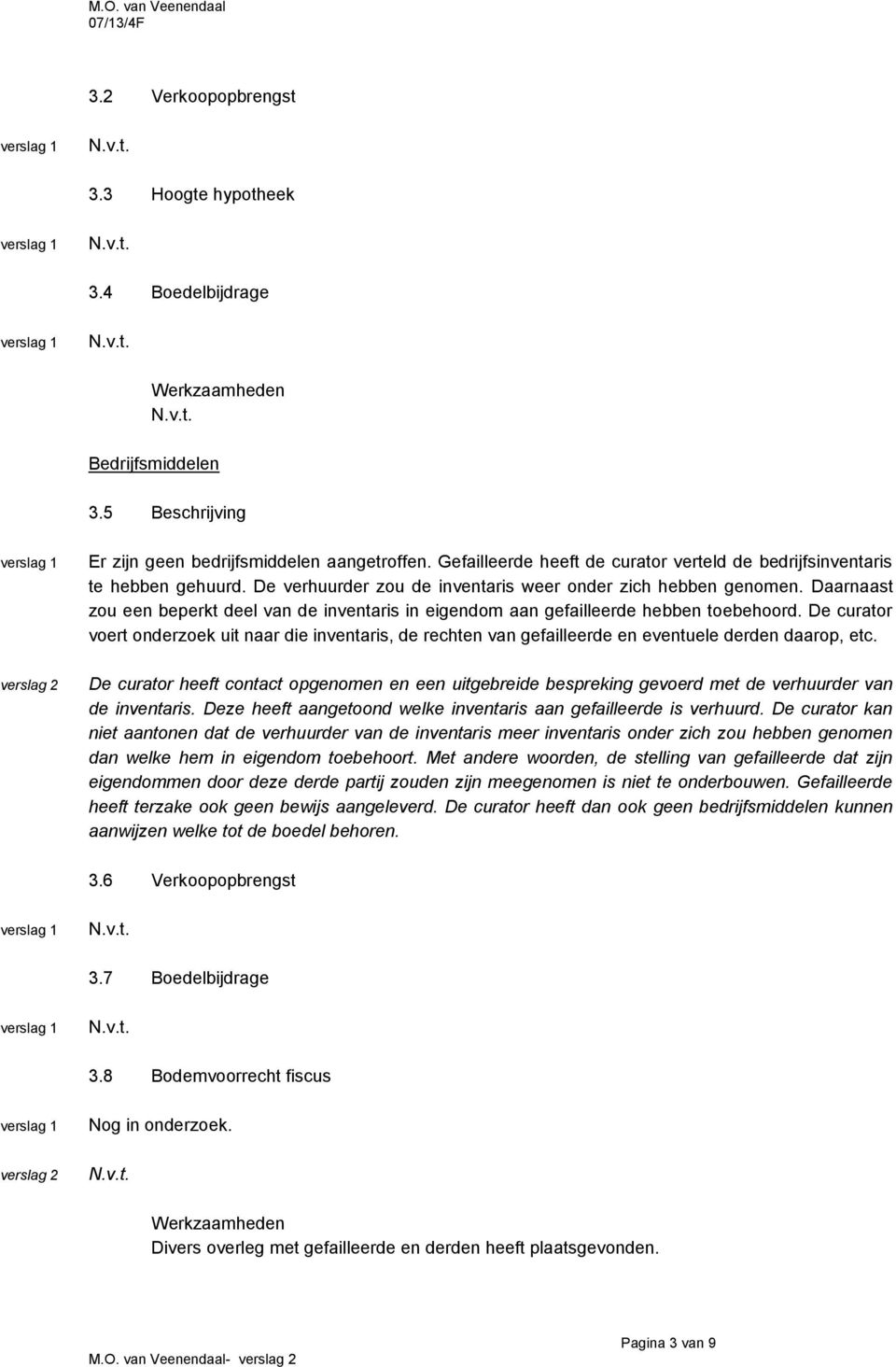 Daarnaast zou een beperkt deel van de inventaris in eigendom aan gefailleerde hebben toebehoord.