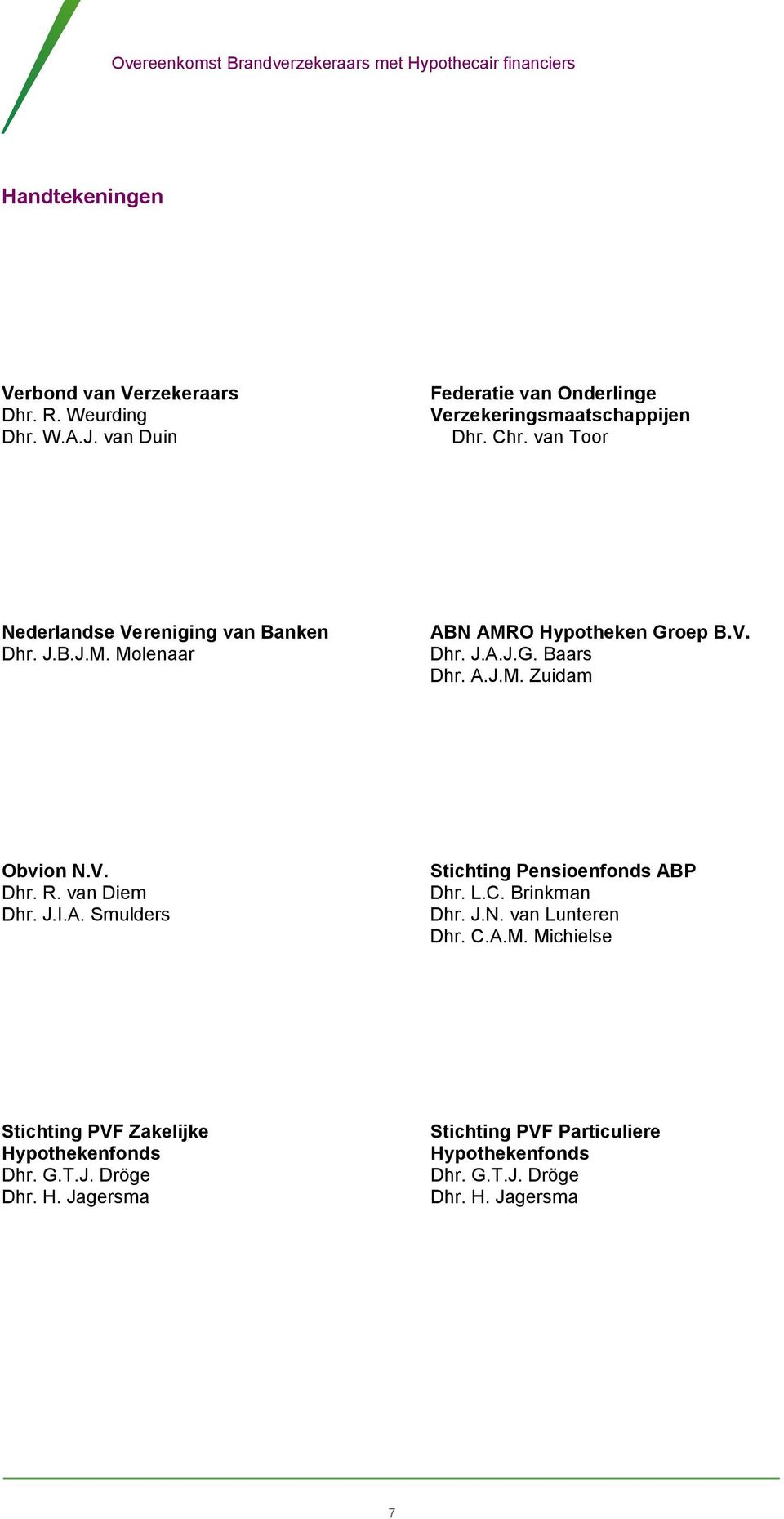 V. Dhr. R. van Diem Dhr. J.I.A. Smulders Stichting Pensioenfonds ABP Dhr. L.C. Brinkman Dhr. J.N. van Lunteren Dhr. C.A.M.