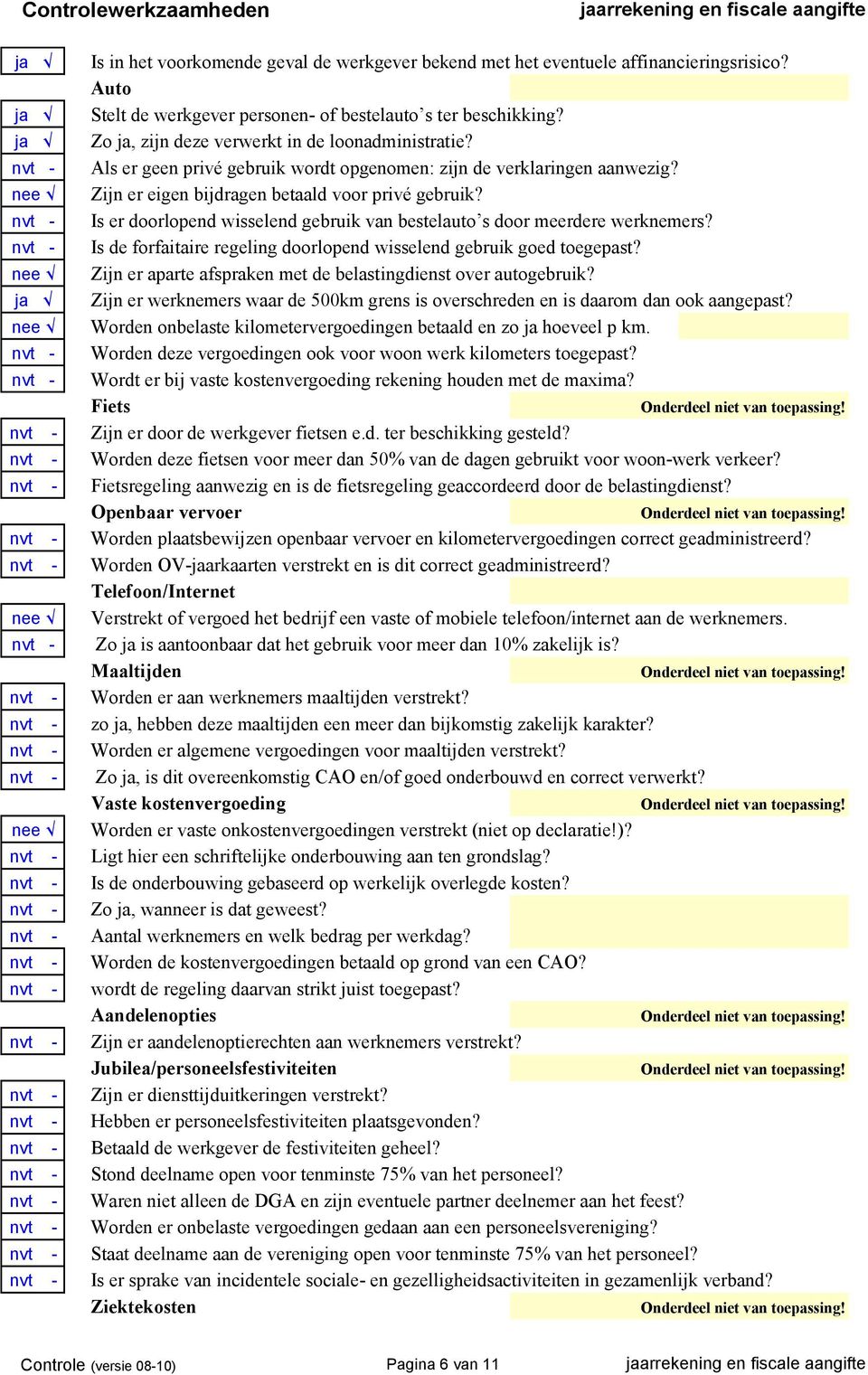 Is er doorlopend wisselend gebruik van bestelauto s door meerdere werknemers? Is de forfaitaire regeling doorlopend wisselend gebruik goed toegepast?