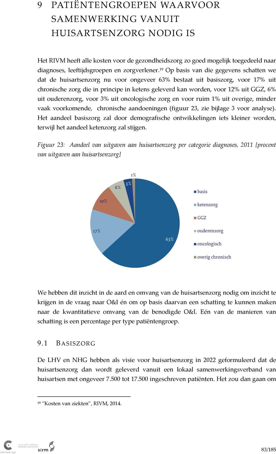 GGZ, 6% uit ouderenzorg, voor 3% uit oncologische zorg en voor ruim 1% uit overige, minder vaak voorkomende, chronische aandoeningen (figuur 23, zie bijlage 3 voor analyse).