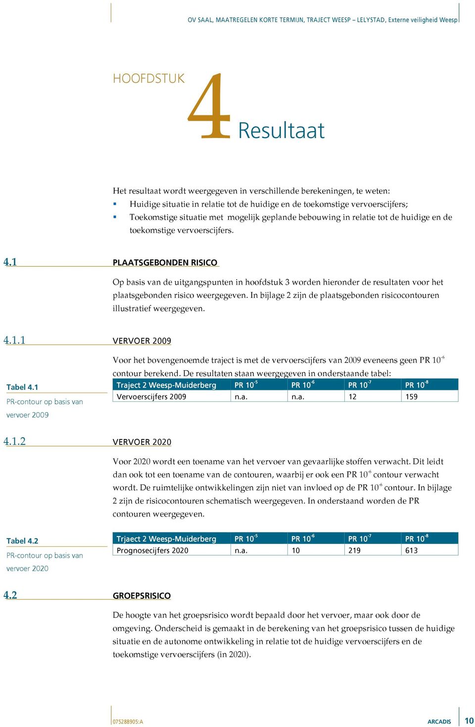 1 PLAATSGEBONDEN RISICO Op basis van de uitgangspunten in hoofdstuk 3 worden hieronder de resultaten voor het plaatsgebonden risico weergegeven.