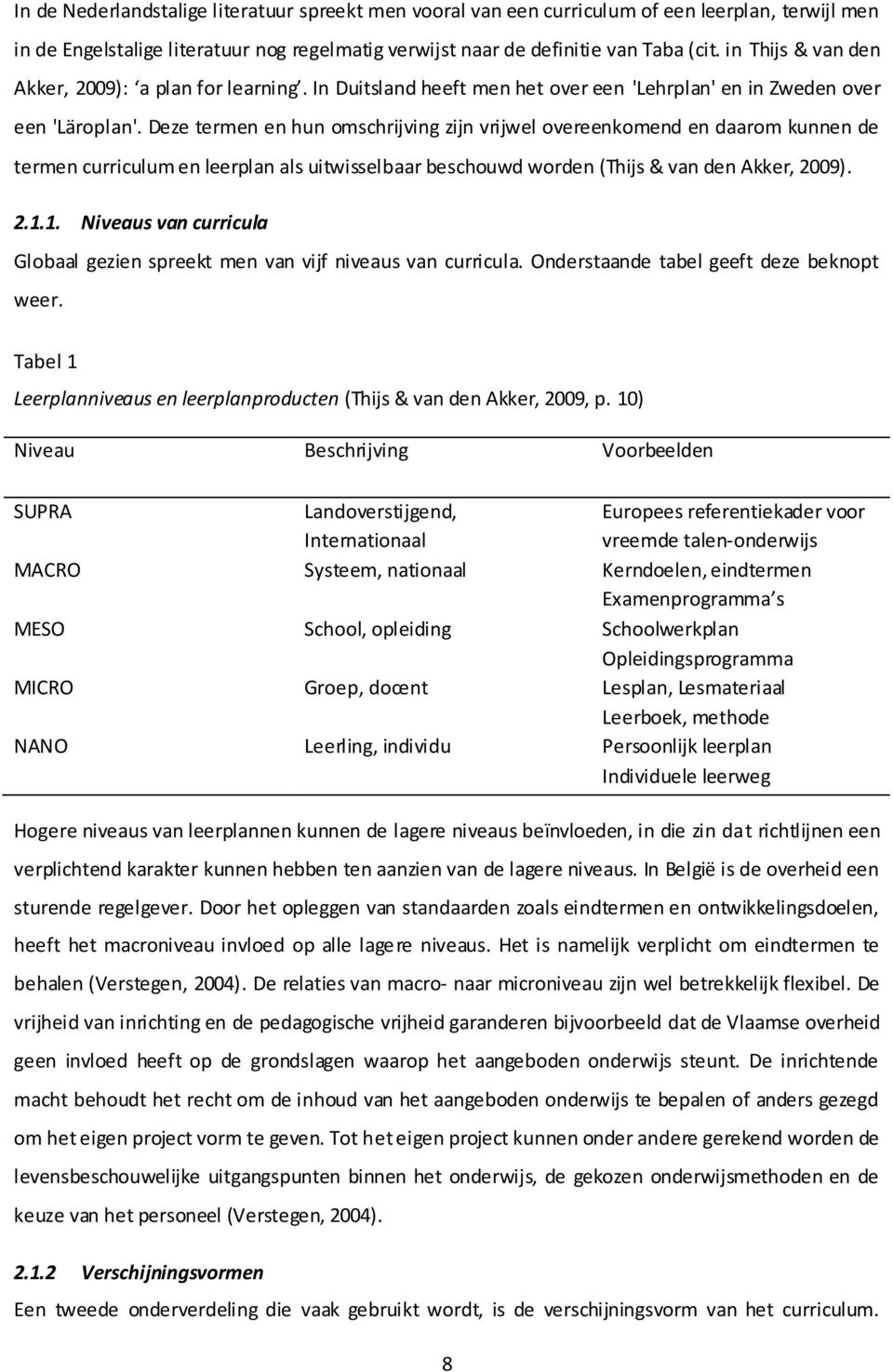 Deze termen en hun omschrijving zijn vrijwel overeenkomend en daarom kunnen de termen curriculum en leerplan als uitwisselbaar beschouwd worden (Thijs & van den Akker, 2009). 2.1.